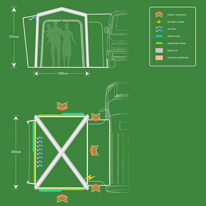 Holawild Airtek Alder Hub 3×2 Air Driveaway Awning