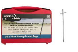 Quest T-Bar Stoney Ground Pegs 20 Pack