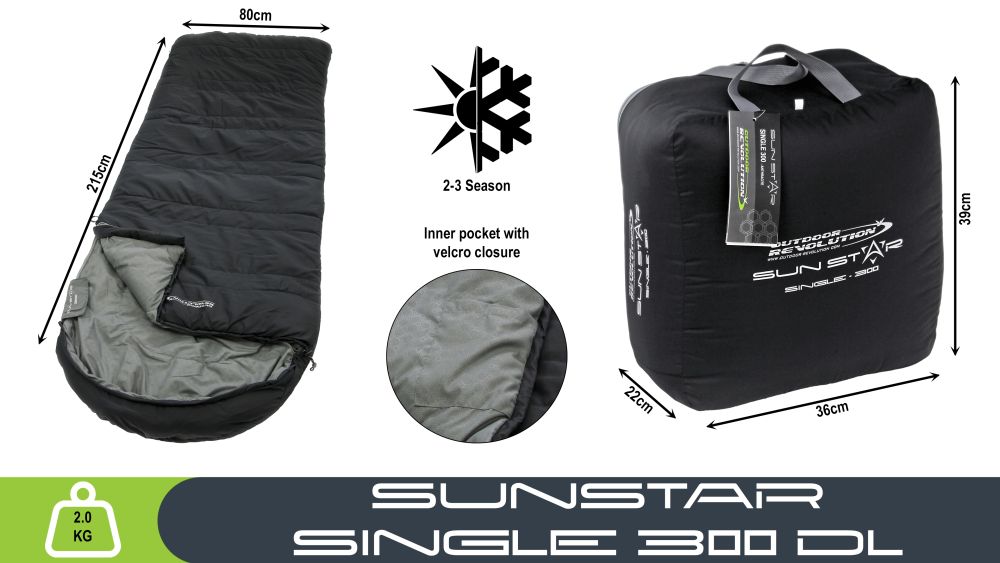 Outdoor Revolution Sunstar Single 300 Sleeping Bag Anthracite