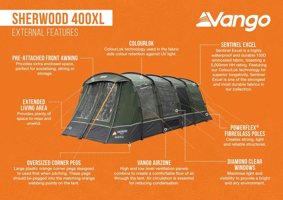 Vango Sherwood 400XL Poled Package (Incl. Footprint) 2025