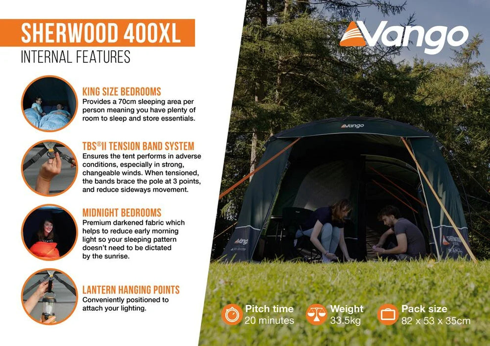 Vango Sherwood 400XL Poled Package (Incl. Footprint) 2025