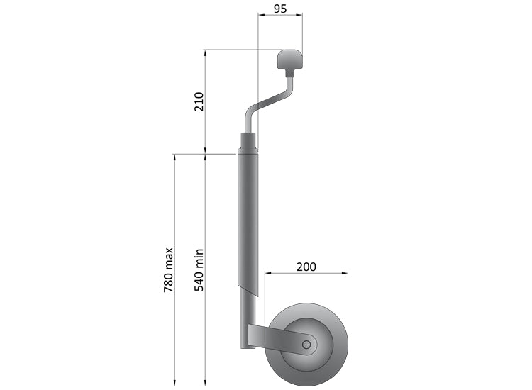 Maypole MP2275 42mm 150Kg Medium Duty Telescopic Jockey Wheel