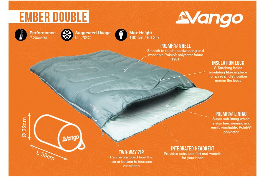 Vango Ember Double Sleeping Bag Bondi Blue